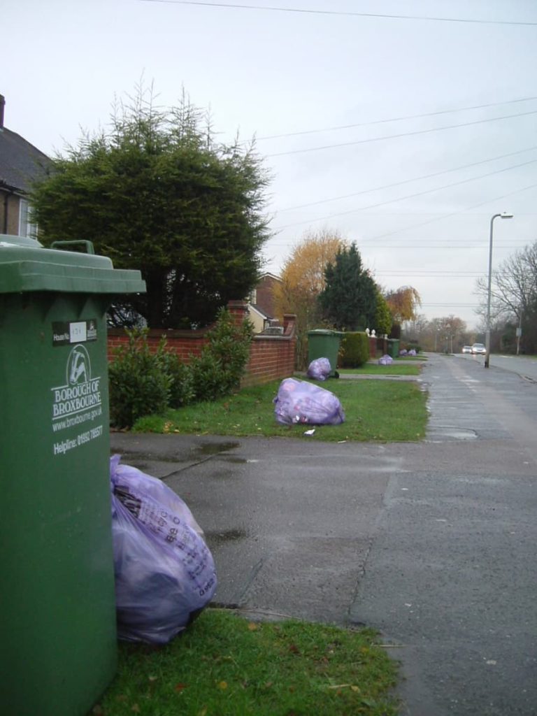 Broxbourne will be moving away from its existing system which sees residual waste collected via purple sacks