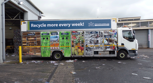 One of Newcastle's recycling collection vehicles returns from a round
