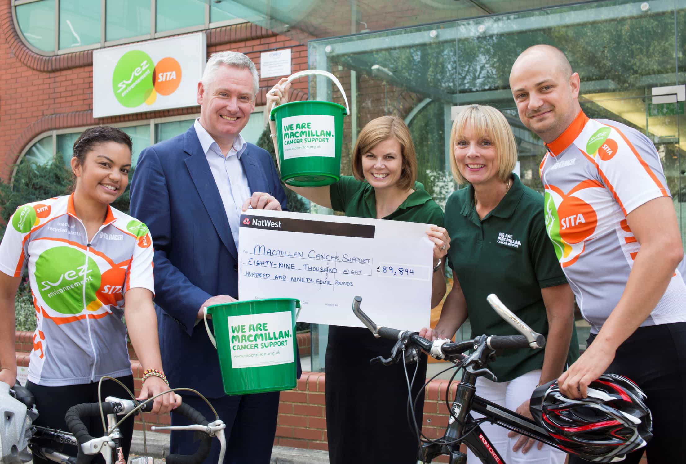 SITA UK chief executive David Palmer-Jones presents a cheque to Macmillan Cancer Support