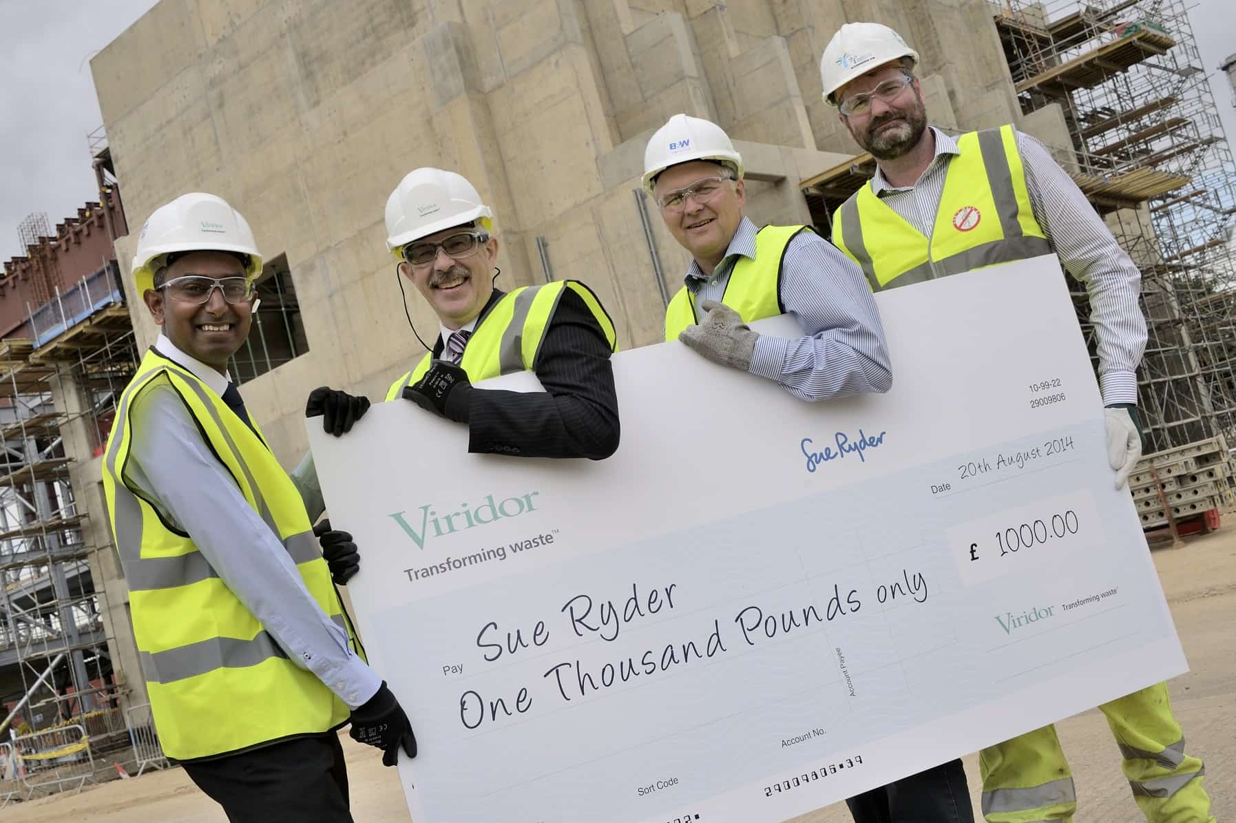 L-R) Nilesh Patel (Sue Ryder), Paul Rowland (Viridor), Henrik Pagh (B&W; Volund), Richard French (Interserve)
