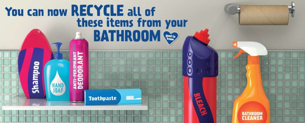 Recycle Now's vehicle livery on recyclable bathroom products