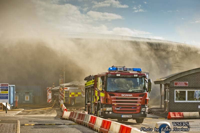 Firefighters were called to a fire at the Viridor-run HWRC in Crawley on Friday (photo: WSFRS/Eddie Howland)