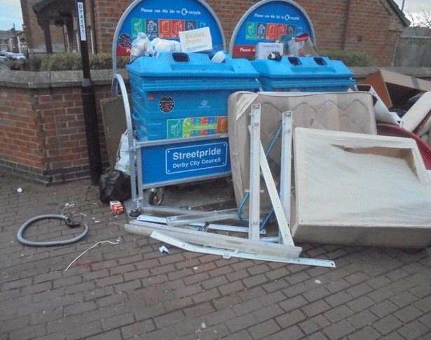 Derby council removed the 'community points' set up to replace recycling collections following an increase in flytipping