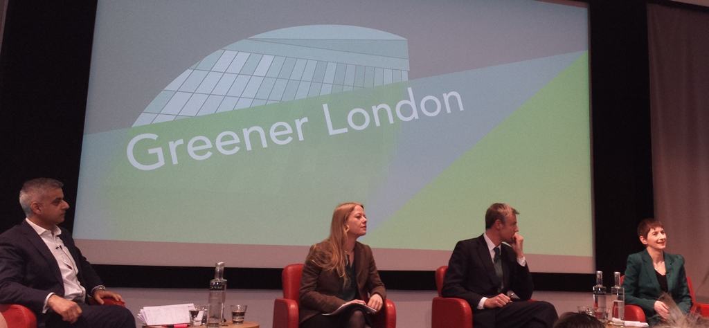 Four of the candidates for London Mayor appeared at a hustings last week (L-R): Sadiq Khan, Sian Berry, Zac Goldsmith and Caroline Pigeon