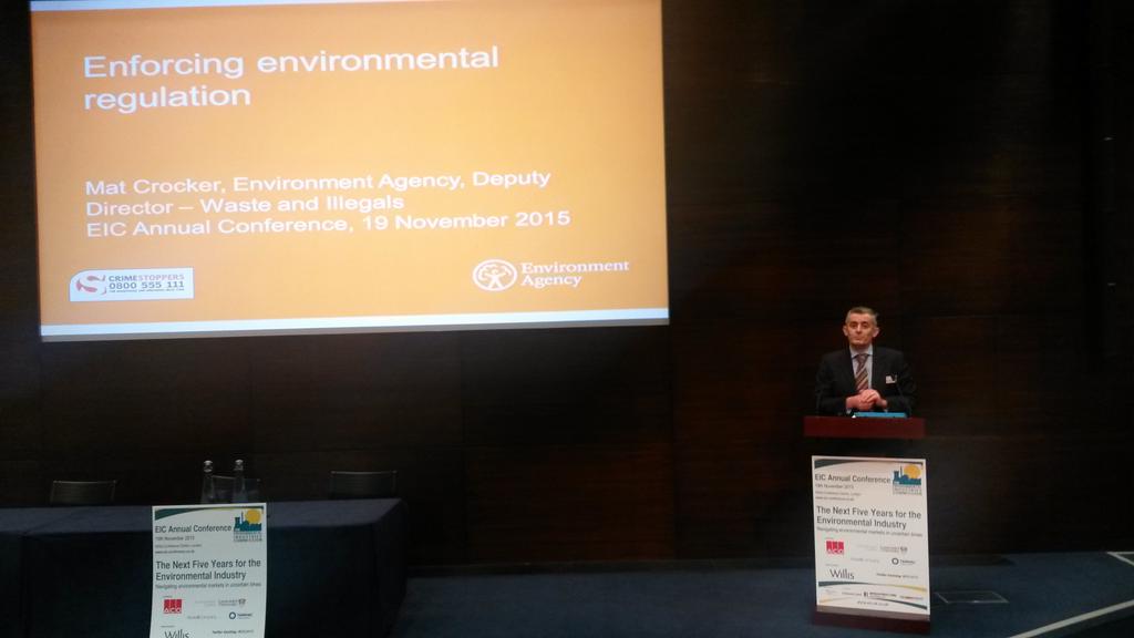 Mat Crocker, the Environment Agency’s deputy director of Illegals and Waste speaking at the EIC annual conference yesterday