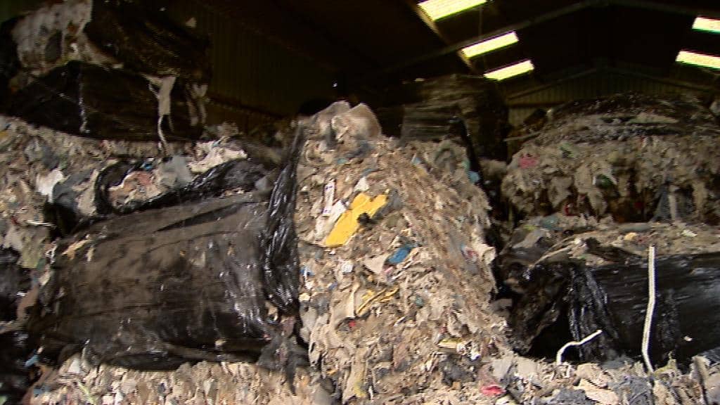 Local reports suggest some of the waste was spilling out of the wrappings (picture credit: BBC Scotland)