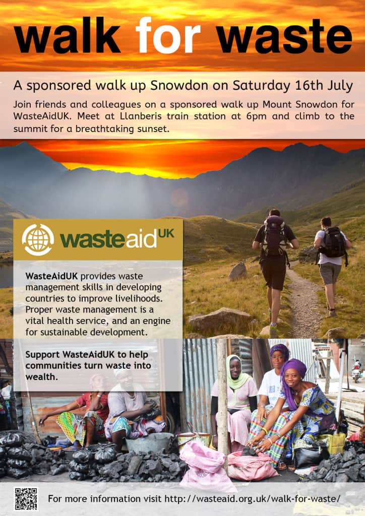 A poster for the Walk for Waste event, taking place in July 2016