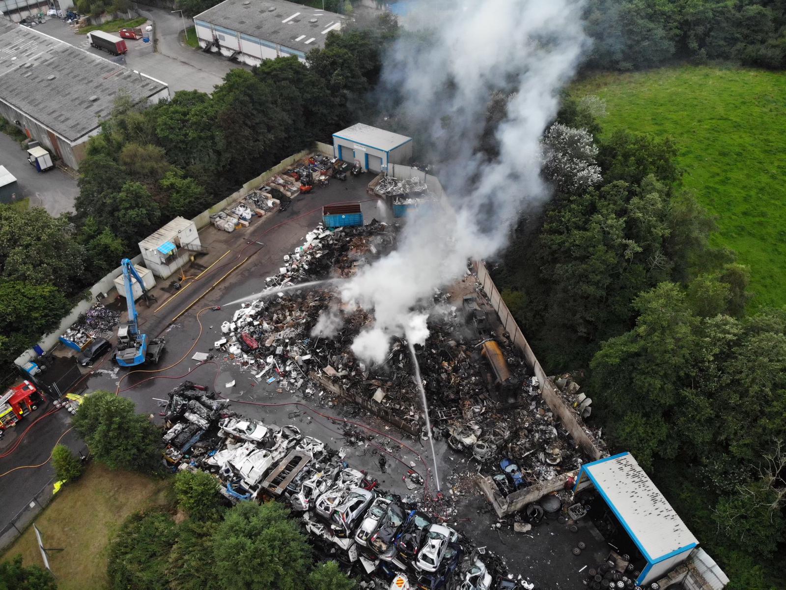 Crews tackle 600tonne plastics fire in Blaenavon
