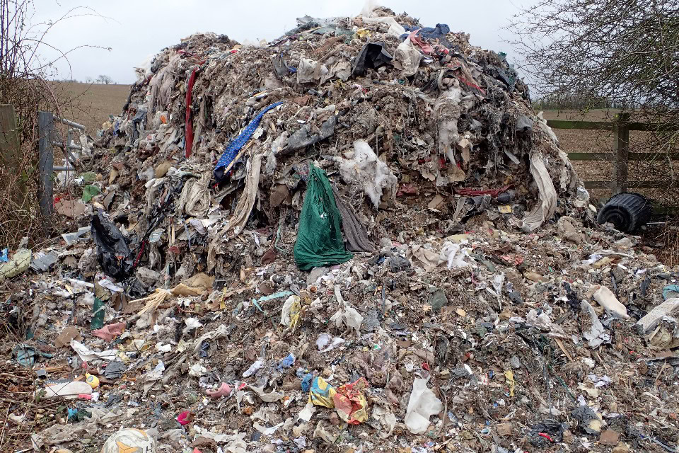 A large waste dump on rural land in Essex