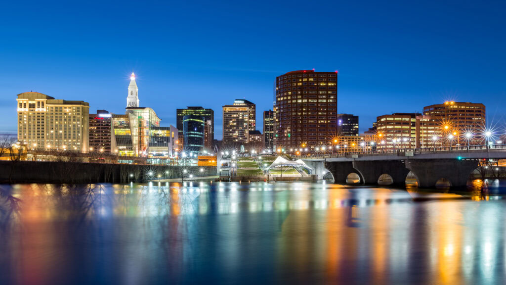 Hartford Skyline over water