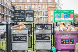 Overflowing bins in Tower Hamlets, London