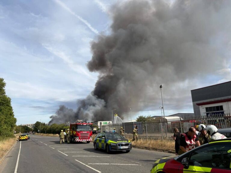 Firefighters tackle ongoing 500-tonne Corby waste fire